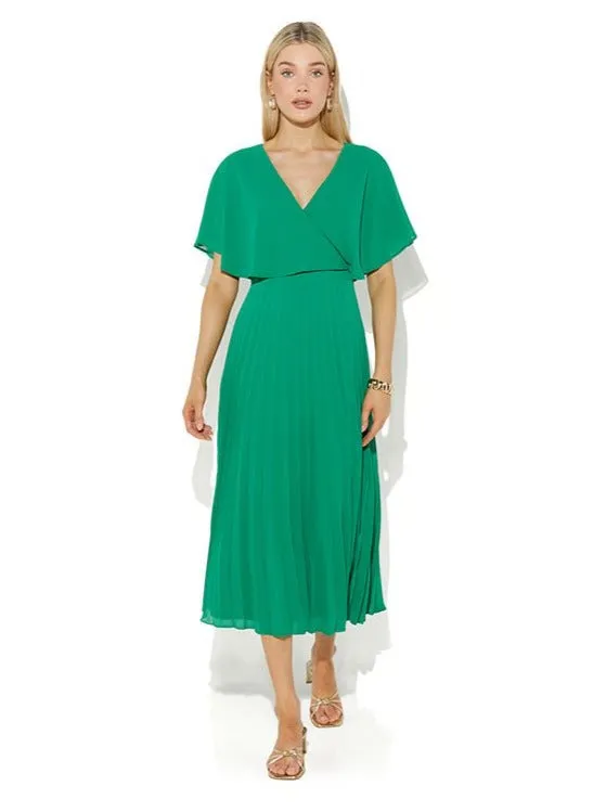 Solana Emerald Pleated Dress