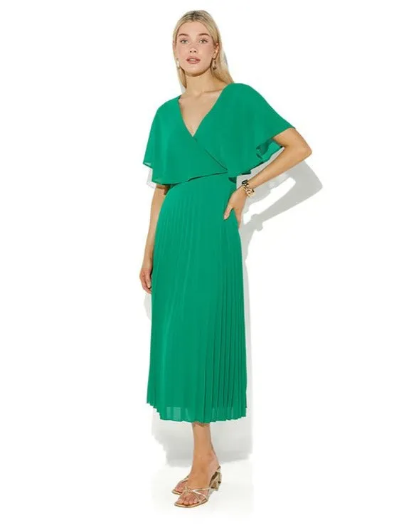 Solana Emerald Pleated Dress