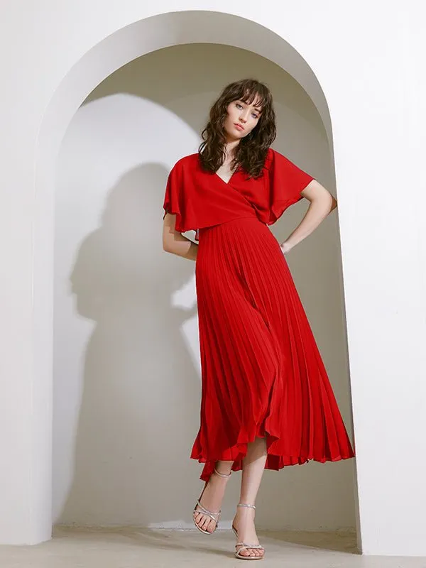 Solana Red Pleated Dress