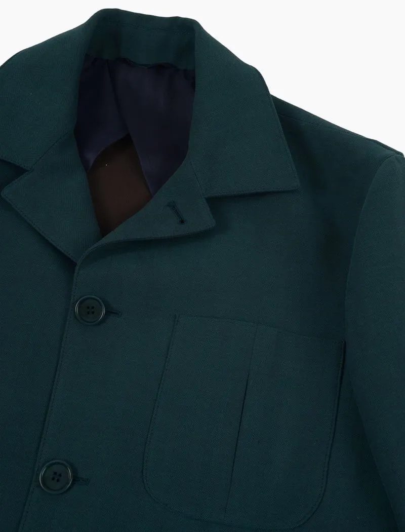 Teal Herringbone Cotton Shacket