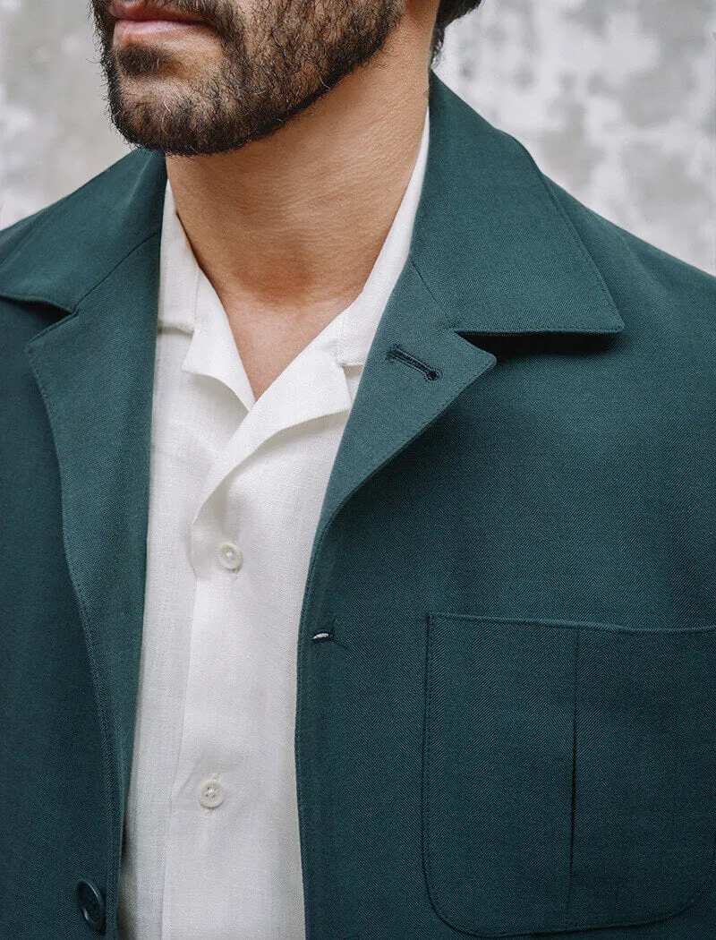 Teal Herringbone Cotton Shacket