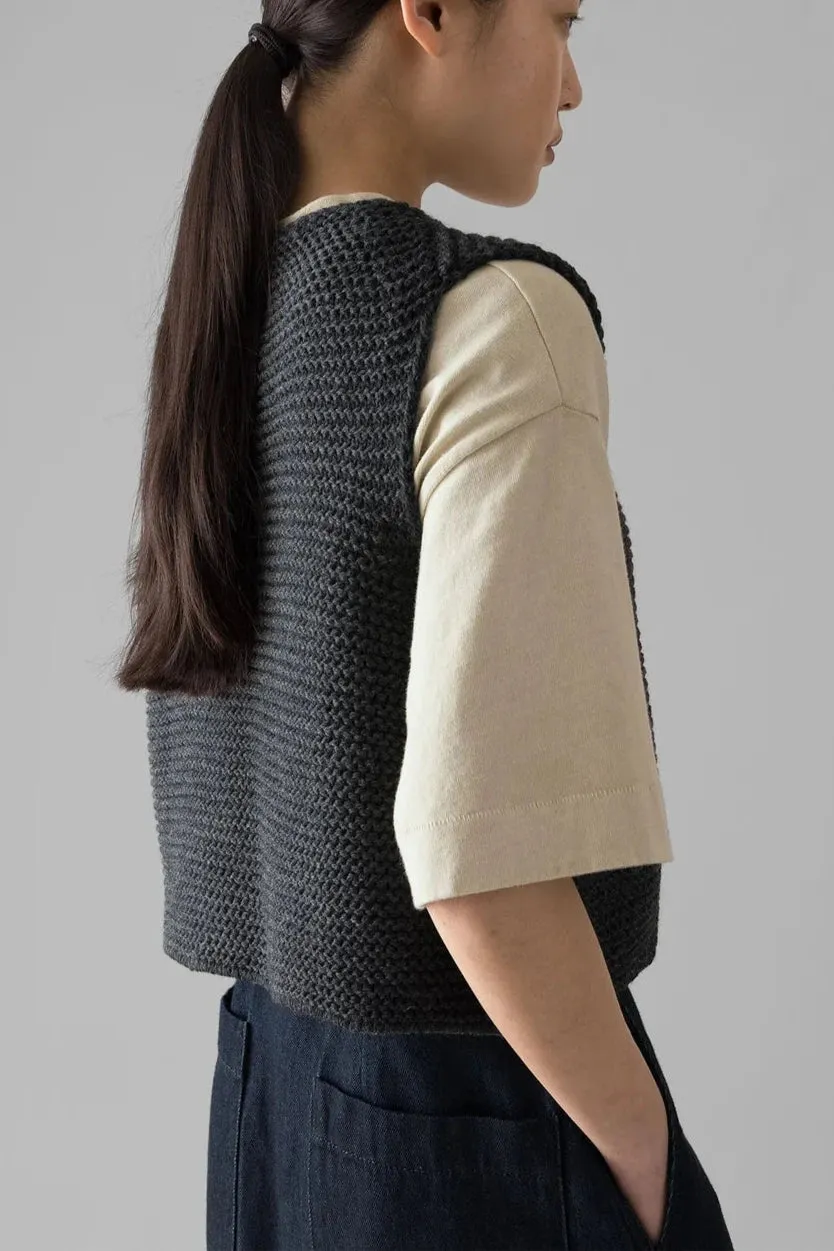 Textured Knit Gilet, Charcoal