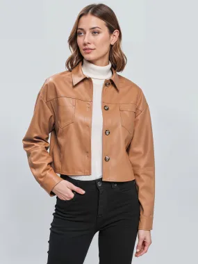 Trendy Vegan Leather Cropped Shacket