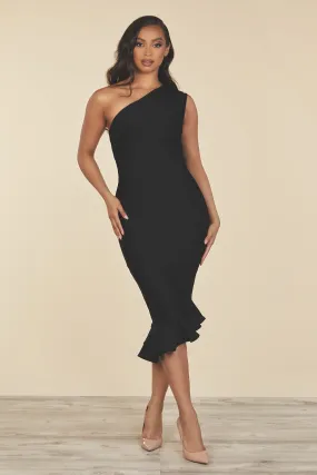 Vianey Black Flute Bandage Dress