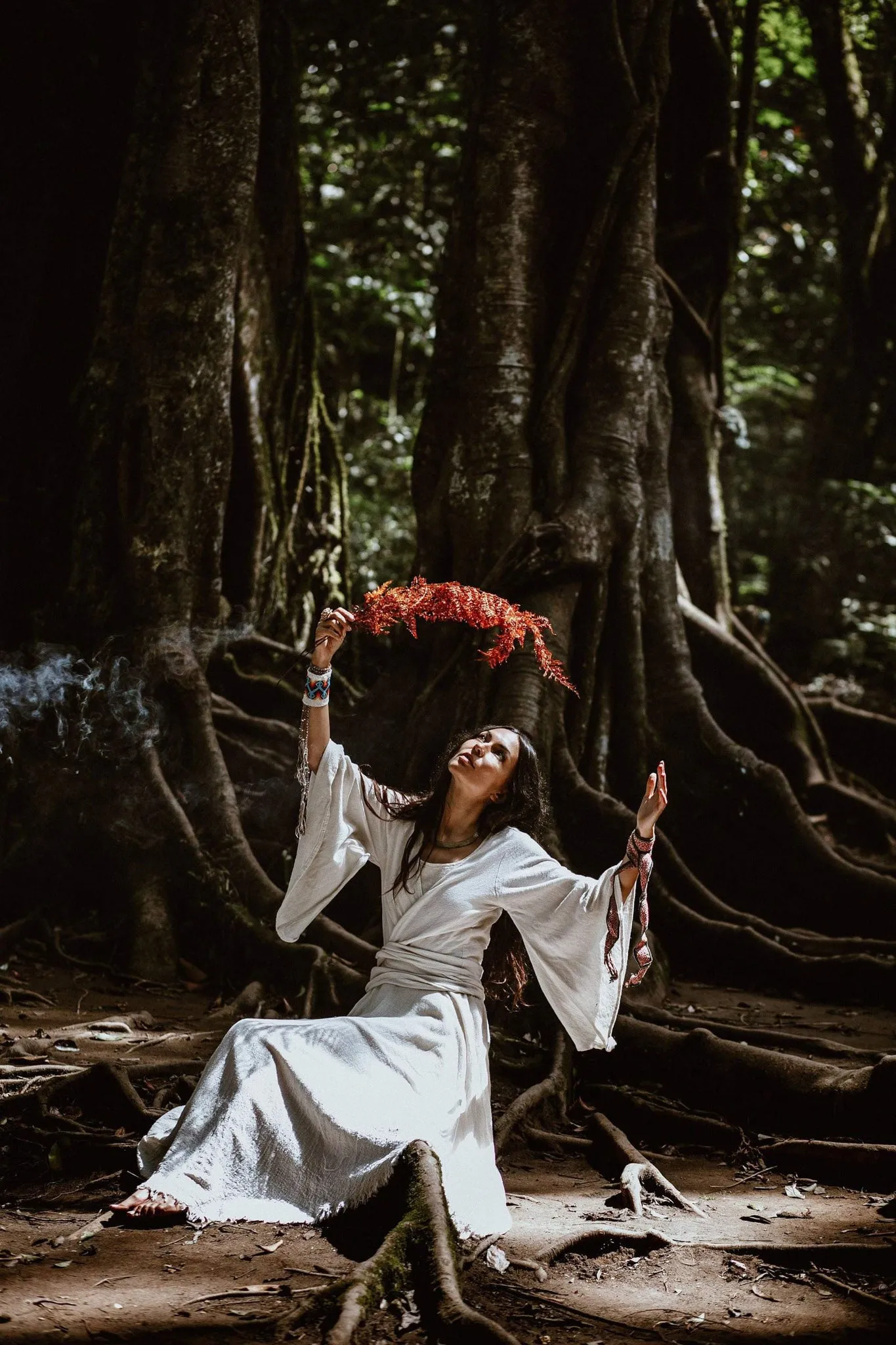 White Raw Cotton Kimono Tunic Wrap