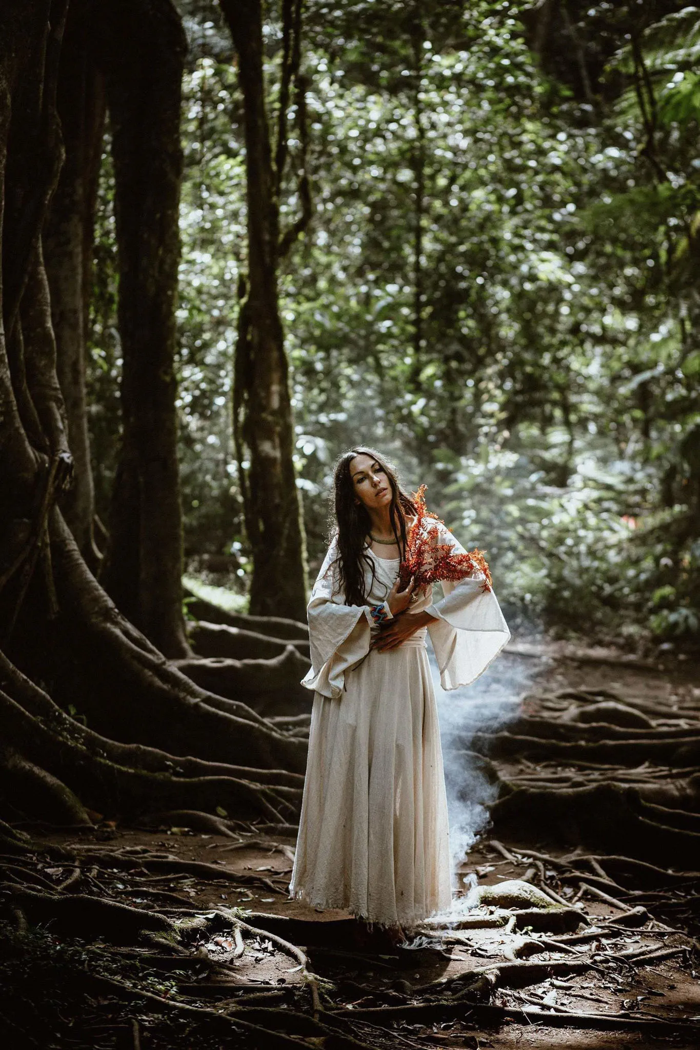 White Raw Cotton Kimono Tunic Wrap