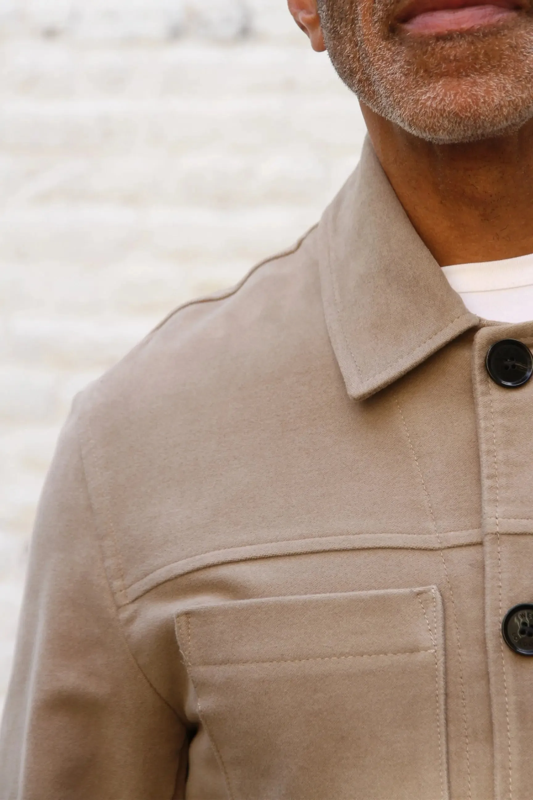 Wilkes Casual Shacket - Beige Moleskin