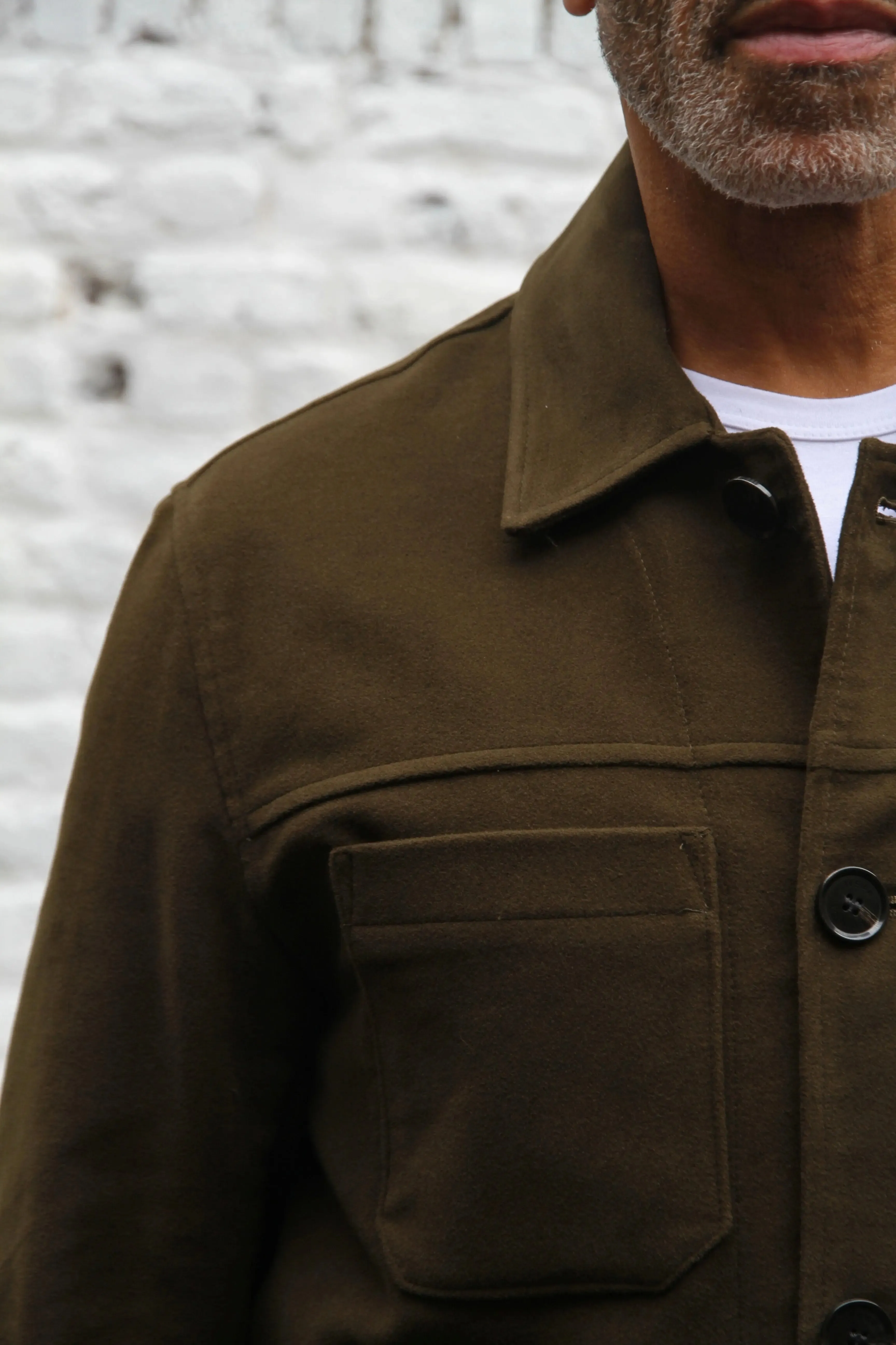 Wilkes Casual Shacket - Olive Moleskin