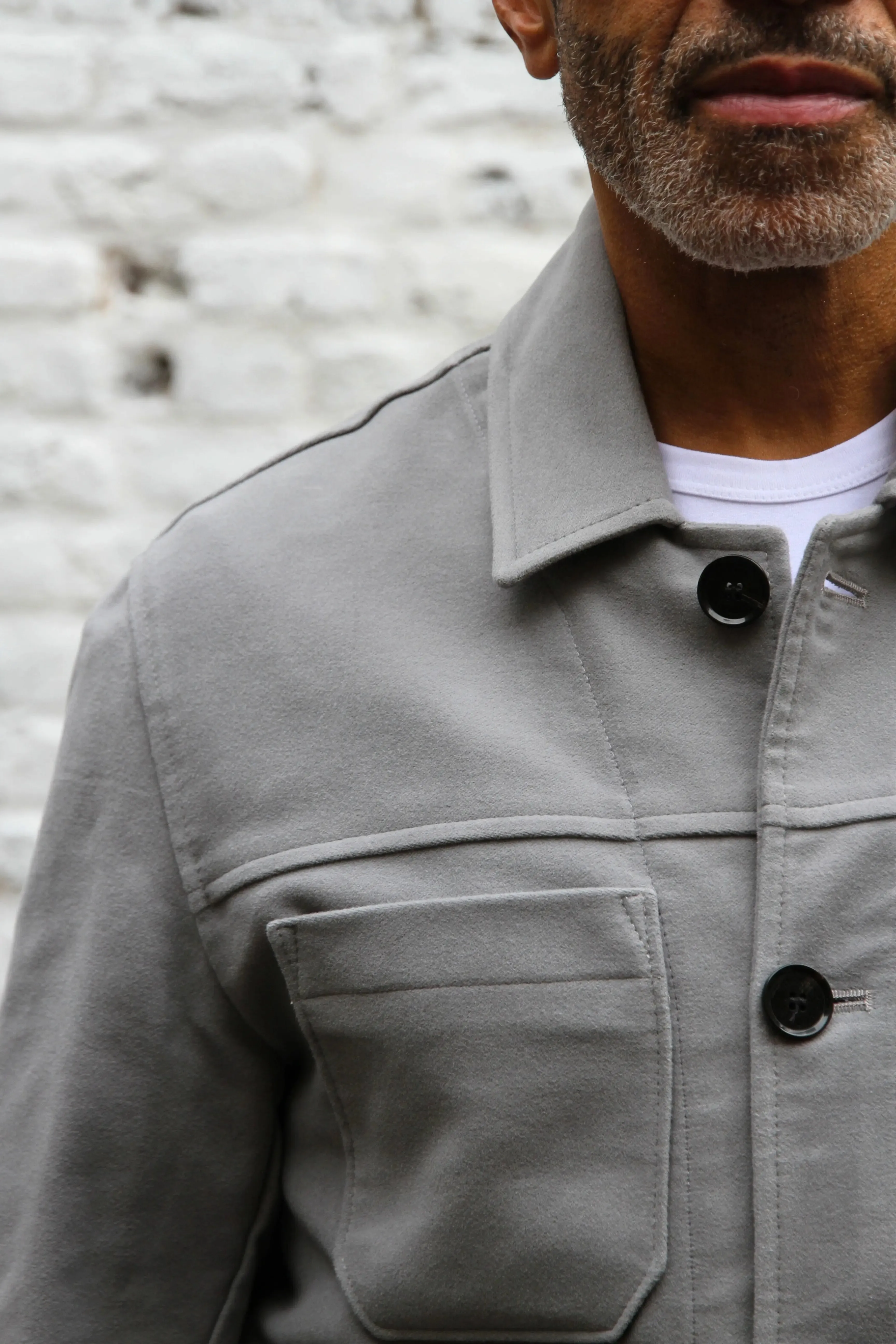 Wilkes Vintage Shacket - Light Grey Moleskin