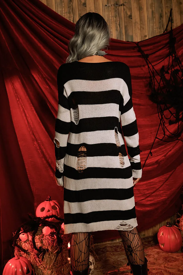 Witch Please Distressed Striped Jumper